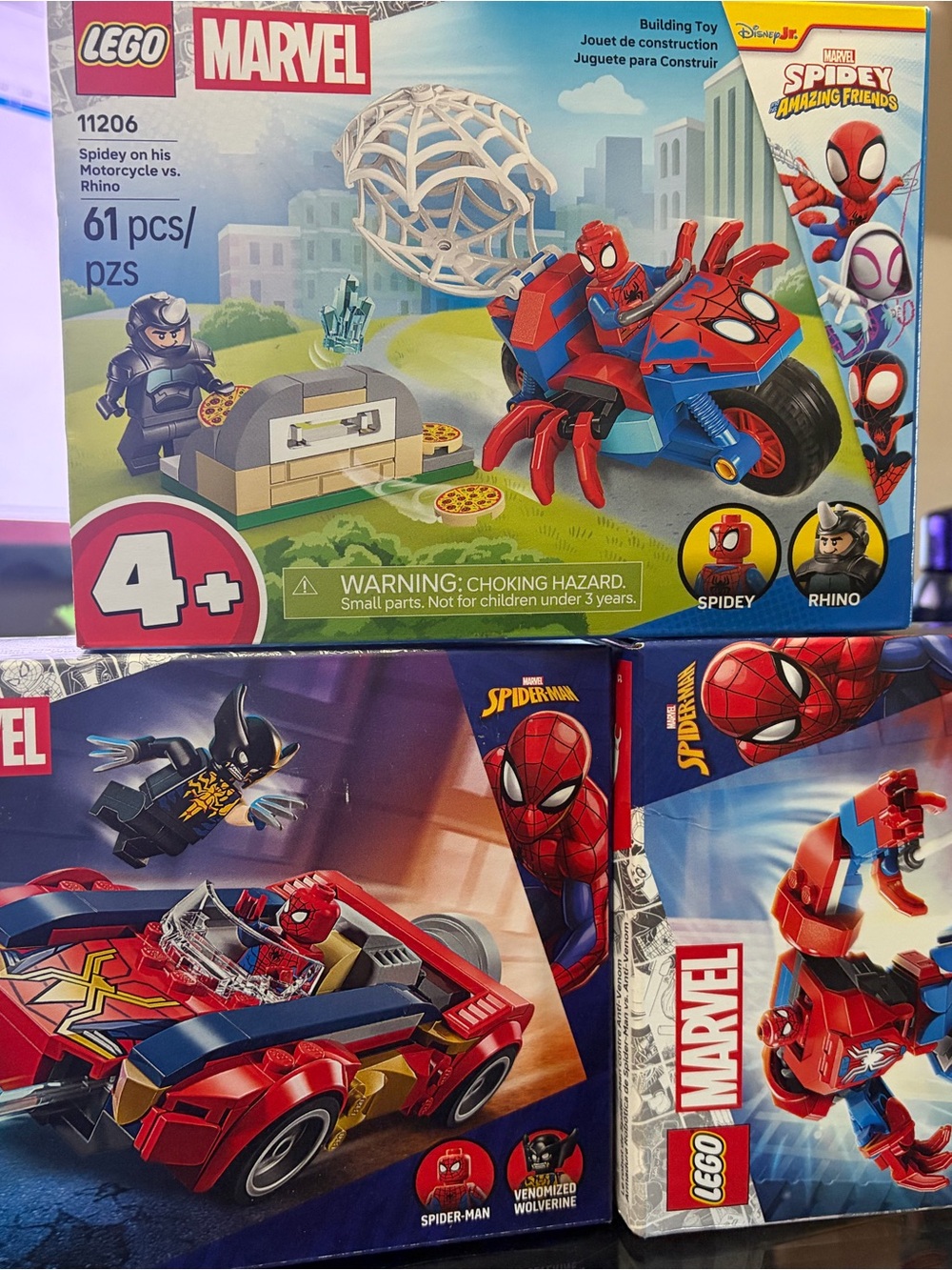 Marvel Spider-Man Red and Blue Motorcycle & Vehicle Building Set